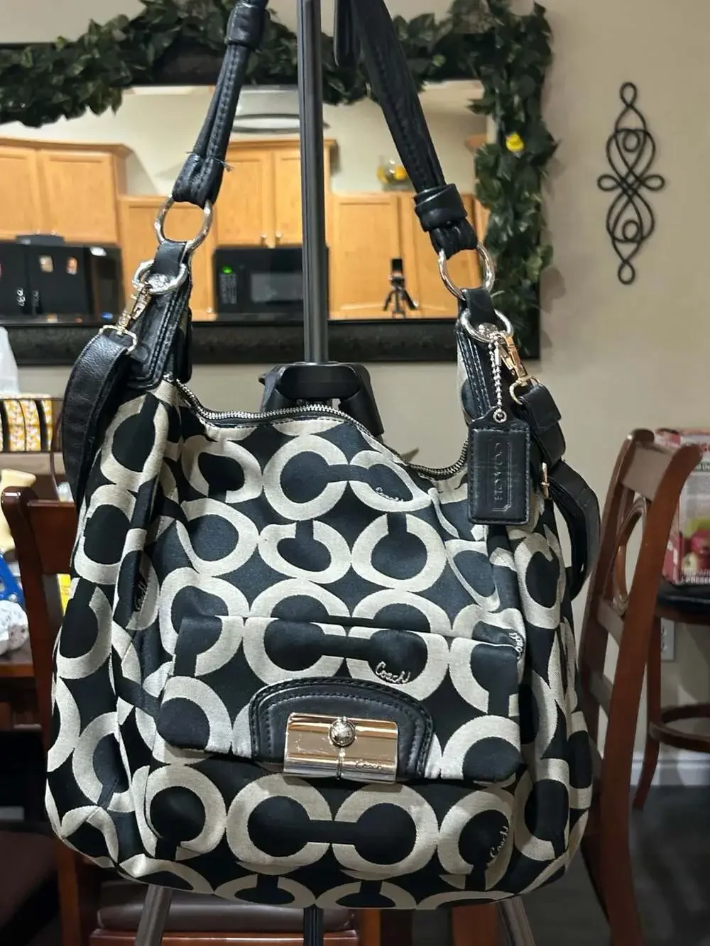 Authentic COACH Kristin Op Art Embossed Signature Jacquard Hand Bag